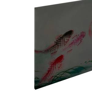 Canvas Dancing Kois Poliestere PVC / Legno di abete rosso - Grigio / rosso