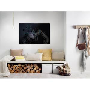 Impression sur toile Horse and flowers Polyester PVC / Épicéa - Bleu / Noir