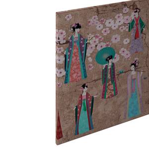 Afbeelding Kimono polyester PVC/sparrenhout - Bruin/rood