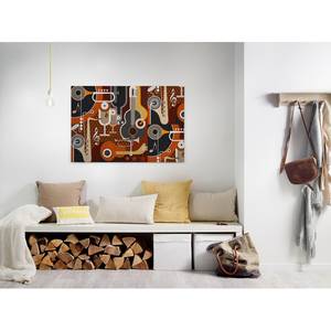 Wandbild Wall Of Sound II Polyester PVC / Fichtenholz - Orange / Braun