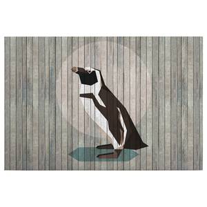 Wandbild Pinguin Born To Be Wild Polyester PVC / Fichtenholz - Grau / Schwarz