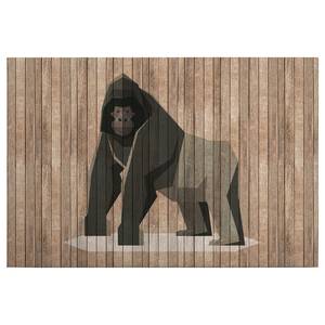 Afbeelding Gorilla Born To Be Wild polyester PVC/sparrenhout - bruin/grijs