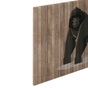 Wandbild Gorilla Born To Be Wild Polyester PVC / Fichtenholz - Braun / Grau