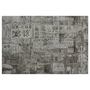 Leinwandbild Japanisch Downtown Polyester PVC / Fichtenholz - Grau