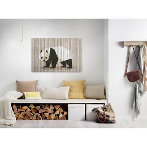 Canvas con panda Born To Be Wild Poliestere PVC / Legno di abete rosso - Beige / Bianco