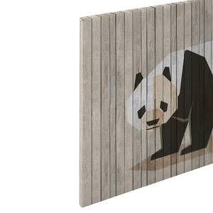 Afbeelding Panda Born To Be Wild polyester PVC/sparrenhout - beige/wit