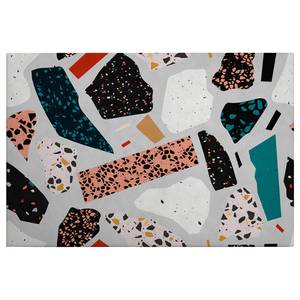 Afbeelding Terrazzo I polyester PVC/sparrenhout - grijs/zwart