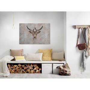 Leinwandbild Deer und Big Three Polyester PVC / Fichtenholz - Grau / Braun