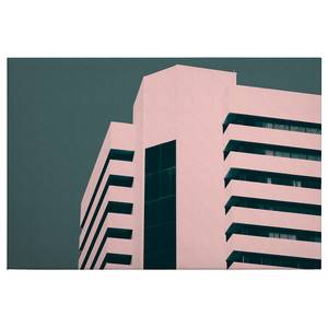 Leinwandbild Haus Skyscraper II Polyester PVC / Fichtenholz - Pink / Grün