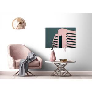 Leinwandbild Haus Skyscraper II Polyester PVC / Fichtenholz - Pink / Grün