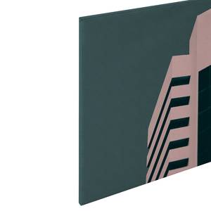 Leinwandbild Haus Skyscraper II Polyester PVC / Fichtenholz - Pink / Grün