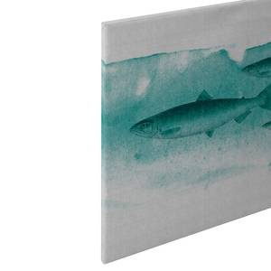 Impression sur toile Fishes Into Blue Polyester PVC / Épicéa - Vert