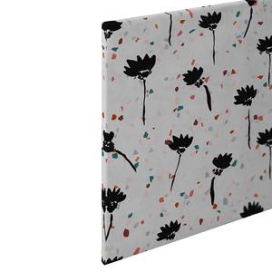 Wandbild Blumen Terrazzo Polyester PVC / Fichtenholz - Grau / Schwarz