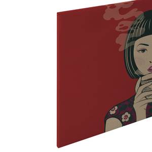 Leinwandbild Japanisch Akari Polyester PVC / Fichtenholz - Rot