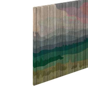 Impression sur toile Mountains Polyester PVC / Épicéa - Gris / Rose