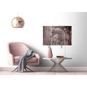 Leinwandbild Einhörner Fantasy Polyester PVC / Fichtenholz - Pink / Weiß