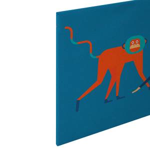 Leinwandbild Affe Monkey Business Polyester PVC / Fichtenholz - Blau / Orange