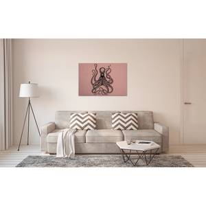 Canvas Krake Jules Poliestere PVC / Legno di abete rosso - Rosa anticato / Grigio