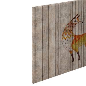 Leinwandbild Fox Fairy Tale Polyester PVC / Fichtenholz - Braun / Gelb