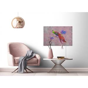 Canvas con pavone Peacock Poliestere PVC / Legno di abete rosso - Rosso ciliegia / Grigio