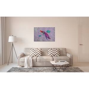 Canvas con pavone Peacock Poliestere PVC / Legno di abete rosso - Viola / Grigio