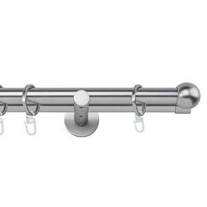 Gardinenstange auf Maß Kugel 2-läufig Aluminium - Edelstahl - Breite: 120 cm
