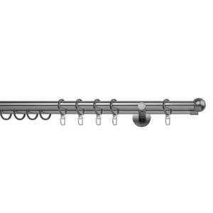 Gardinenstange auf Maß Kugel 2-läufig Aluminium - Anthrazit - Breite: 190 cm