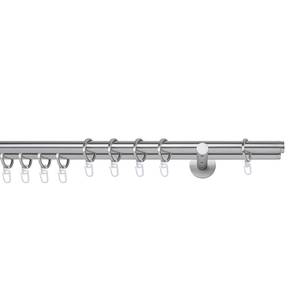 Gordijnroede op maat Match II (2 rails) aluminium - Roestvrij staal - Breedte: 160 cm