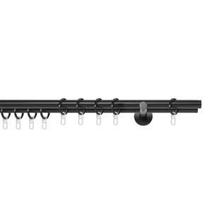 Gordijnroede op maat Match II (2 rails) aluminium - Zwart - Breedte: 160 cm