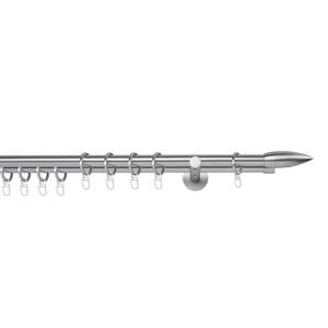 Gardinenstange auf Maß Cardo 2-läufig Aluminium - Edelstahl-Optik - Breite: 160 cm