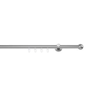 Gordijnroede op maat Ball III (1 rails) aluminium - Roestvrij staal - Breedte: 150 cm