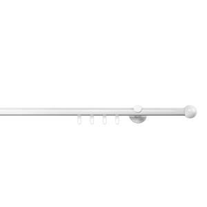 Gordijnroede op maat Ball III (1 rails) aluminium - Wit - Breedte: 200 cm