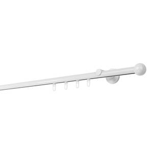 Gordijnroede op maat Ball III (1 rails) aluminium - Wit - Breedte: 200 cm