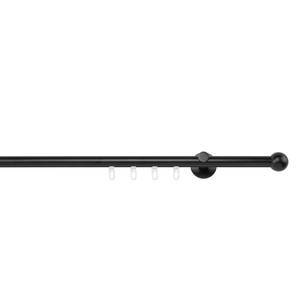 Gordijnroede op maat Ball III (1 rails) aluminium - Zwart - Breedte: 220 cm