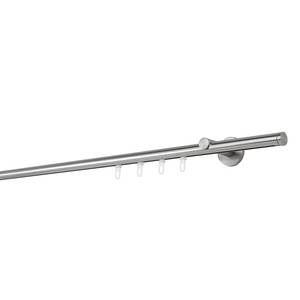 Gordijnroede op maat Match III aluminium - Roestvrij staal - Breedte: 130 cm