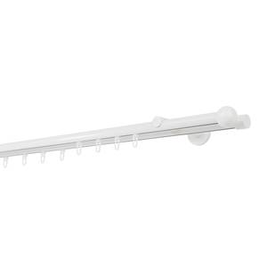 Gordijnroede op maat Ball IV (2-rails) aluminium - Wit - Breedte: 150 cm