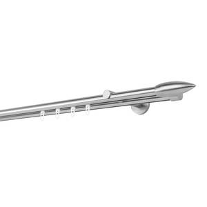 Gordijnroede op maat Cardo IV (2-rails) aluminium - roestvrij stalen look - Breedte: 330 cm