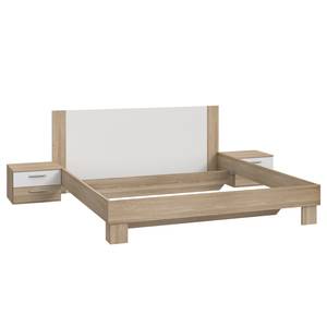 Lit et chevets Heideck (3 éléments) Beige - Blanc - Bois manufacturé - 279 x 85 x 204 cm