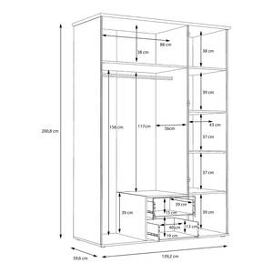 Drehtürenschrank Janem Eiche Bianco