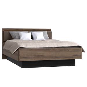 Bedframe Riber Zwart - Bruin - Plaatmateriaal - 146 x 88 x 210 cm