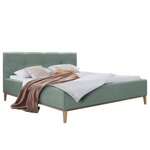 Polsterbett Kaarina Webstoff Mavie: Mint - 200 x 200cm - Mit Stauraum