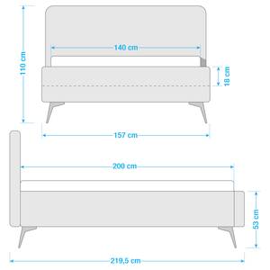 Gestoffeerd bed KARELIA Geweven stof Mavie: Mint - 140 x 200cm - Met lattenbodem