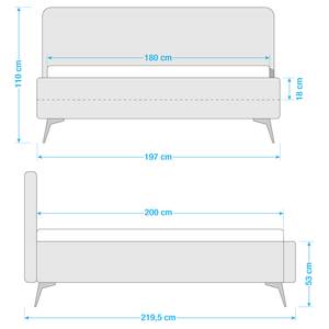 Polsterbett KARELIA Samt Ravi: Graubraun - 180 x 200cm - Mit Lattenrost
