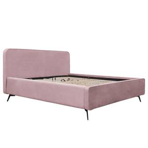 Gestoffeerd bed KARELIA Velours Ravi: Mauve - 160 x 200cm - Met lattenbodem