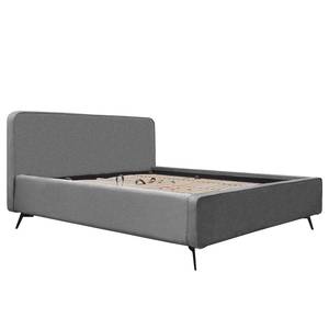 Gestoffeerd bed KARELIA Geweven stof Mavie: Basalt - 180 x 200cm - Met lattenbodem