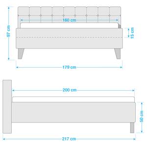 Gestoffeerd bed Woodlake I Geweven stof Mavie: Mint - 160 x 200cm