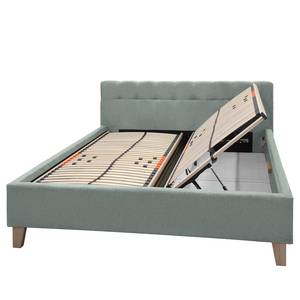 Gestoffeerd bed Woodlake I Geweven stof Mavie: Mint - 160 x 200cm