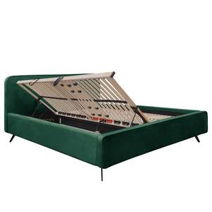 Gestoffeerd bed KARELIA Velours Ravi: Antiek groen - 200 x 200cm - Met lattenbodem