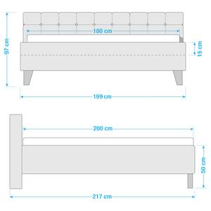 Polsterbett Woodlake I Webstoff Mavie: Grau - 180 x 200cm - Mit Stauraum