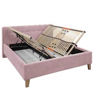 Lit capitonné Woodlake II Velours Ravi: Mauve - 160 x 200cm - Avec espace de rangement